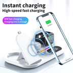 New Three-In-One Wireless Charger With Clock Fast Charging Rgb Atmosphere Light Multi-Function Wireless Charger For Mobile Phone